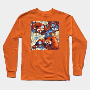 Two cute sleeping red pandas pattern Long Sleeve T-Shirt